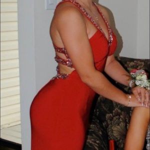 Red mermaid prom dress